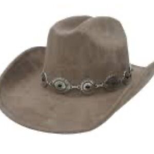 ILLUMA Western Hat Cowboy / Cowgirl Silvertone Concho Band Polyester Felt NWT
